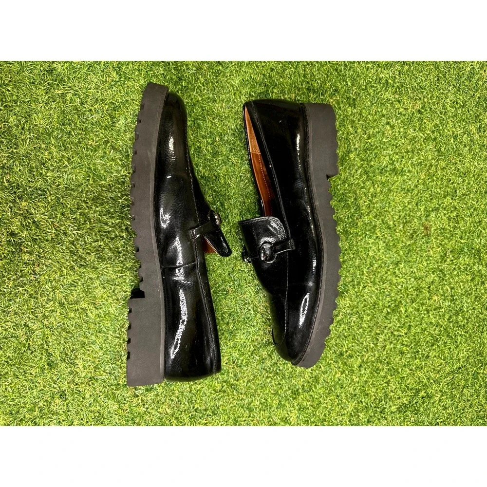 Franco Sarto Cason Women's US 11M Loafers Black Patent Leather Slip On Shoes